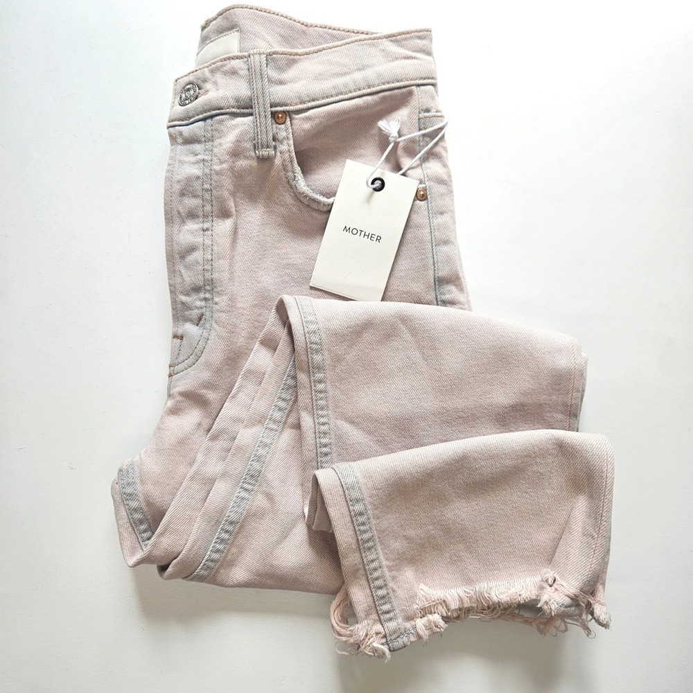 MOTHER The Tomcat Ankle Jeans Dunked In Trouble‎ Pink Blue Size 25 NEW Sample